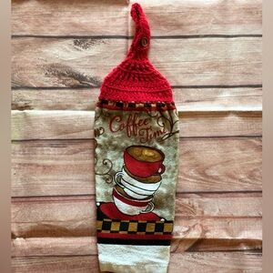Coffee theme crochet top decorative kitchen towel handmade